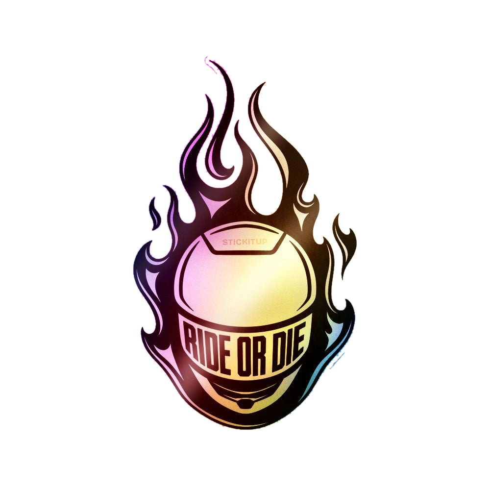 Ride or Die Flame Holographic Stickers